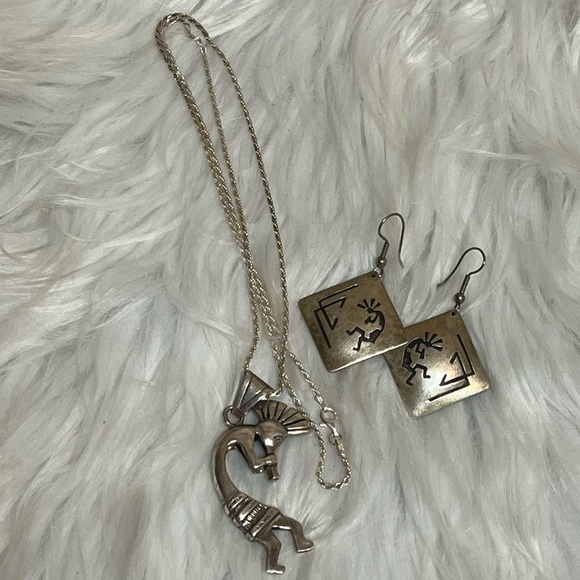 Vintage Jewelry - Vintage Sterling Silver Kokopelli Set Billy Slim Navajo Earrings
